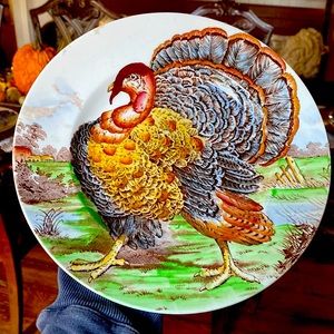 W.R. Midwinter “Turkey”antique Dinner Plates (8) hand painted on transfer ware.